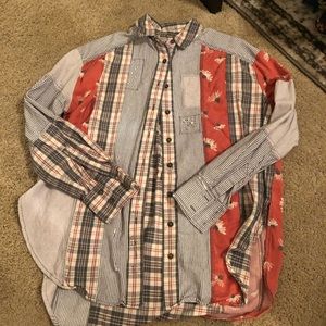 Free People Mix Print Button Down